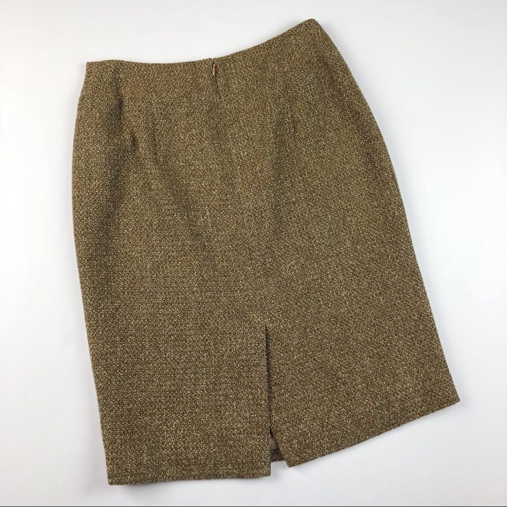 Albert Nipon Gold Knit Wool Blend Pencil Skirt - image 6